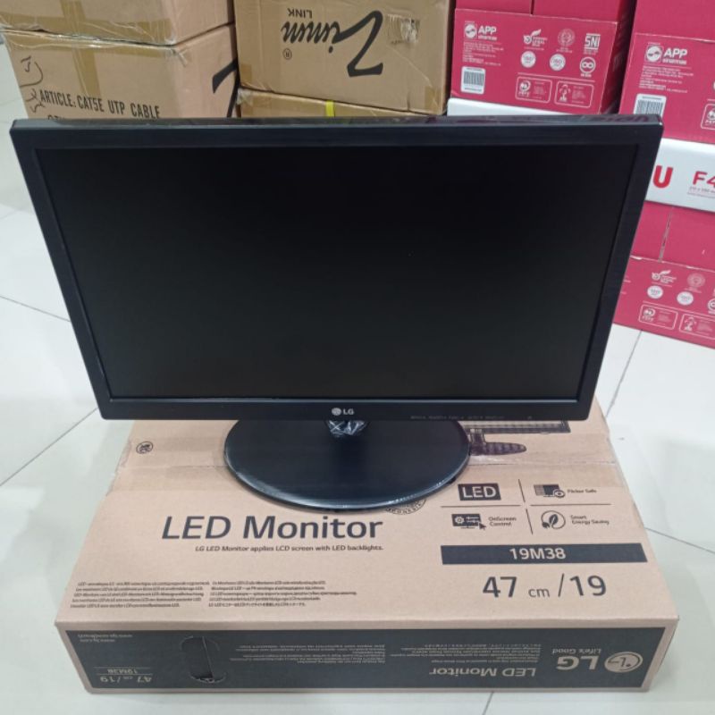 MONITOR LG LED 19M38A LED VGA OUTPUT FULL HD WHITE SCREEN BERGARANSI