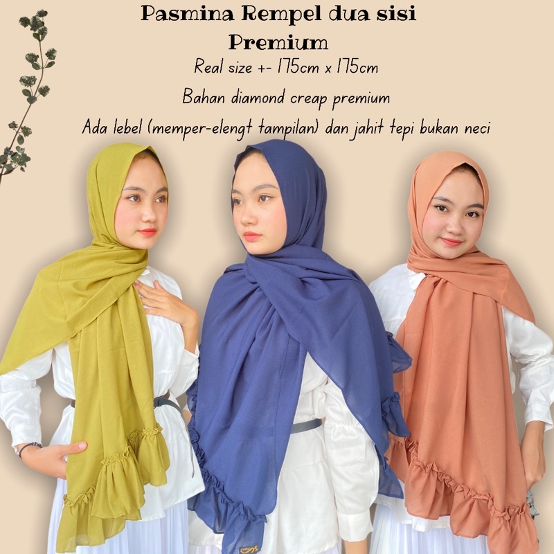 PASMINA DINDA REMPEL / PASMINA REMPEL DUA SISI / PASMINA MURAH