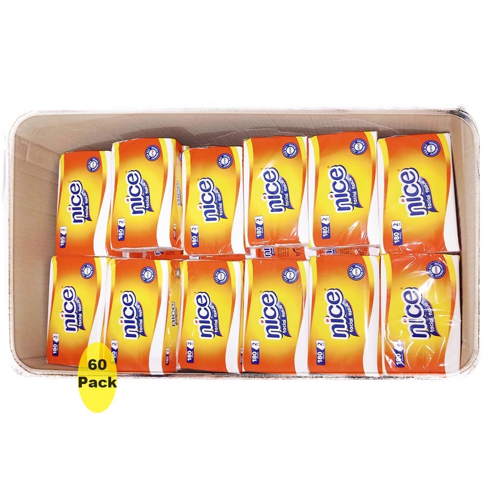 [1 Dus Tisu] Tissue Nice 180 Sheet 2 Ply Nice Facial Tisu Wajah Tissu Soft Pack 1 Karton Isi 60 Pack