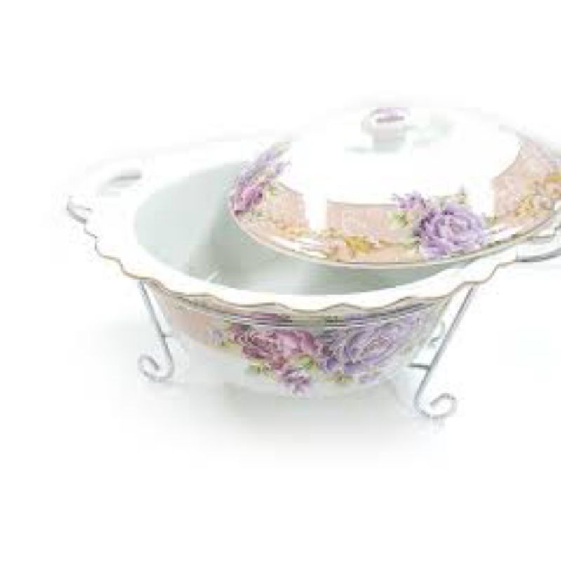 prasmanan wadah makanan vicenza bulat motif magnolia