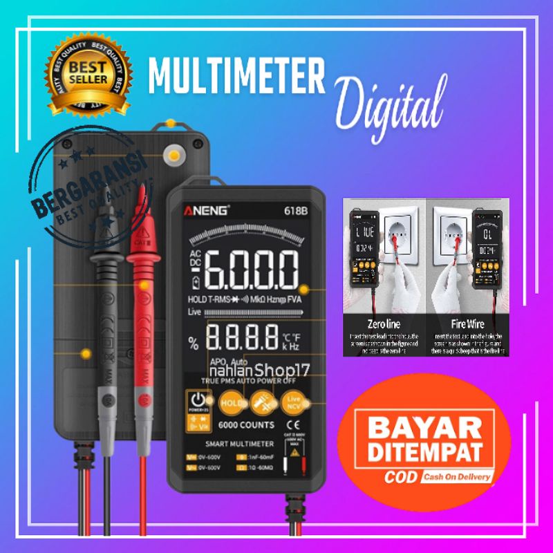 Jual Alat Ukur Arus Listrik Smart New Touchscreen Multimeter Aneng 618b Digital Original 