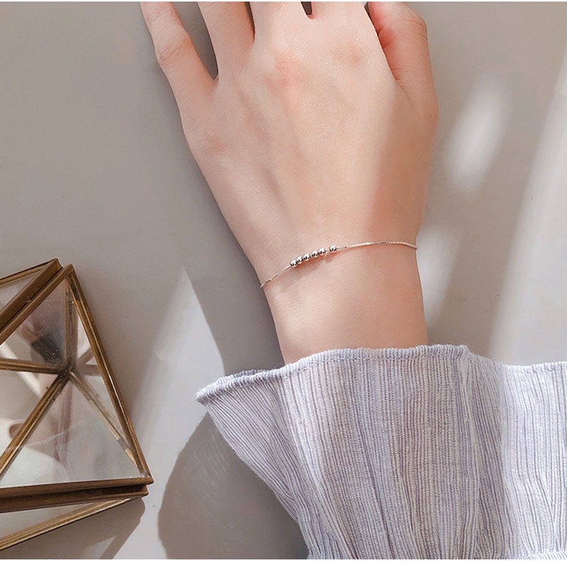 Gelang Manik Transfer Silver 925 Gaya Korea untuk Wanita