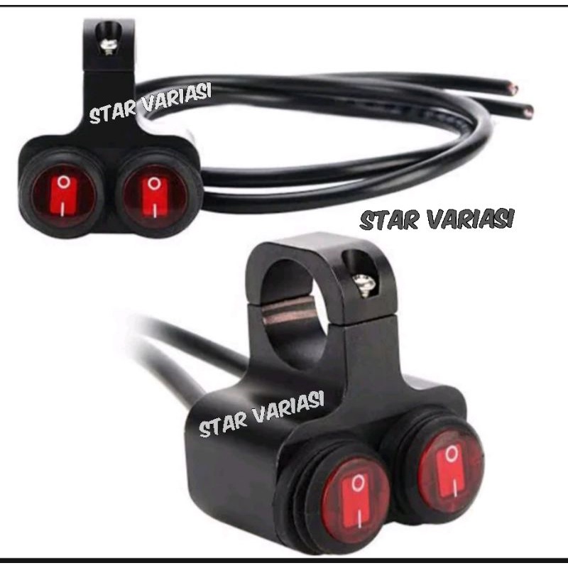 Saklar motor on off stang double switch handlebar switch bahan aluminium waterproof