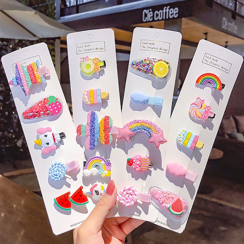 Jepit Rambut Korea Anak Perempuan Rainbow Set 6 Pcs Aksesoris Rambut Anak Lucu