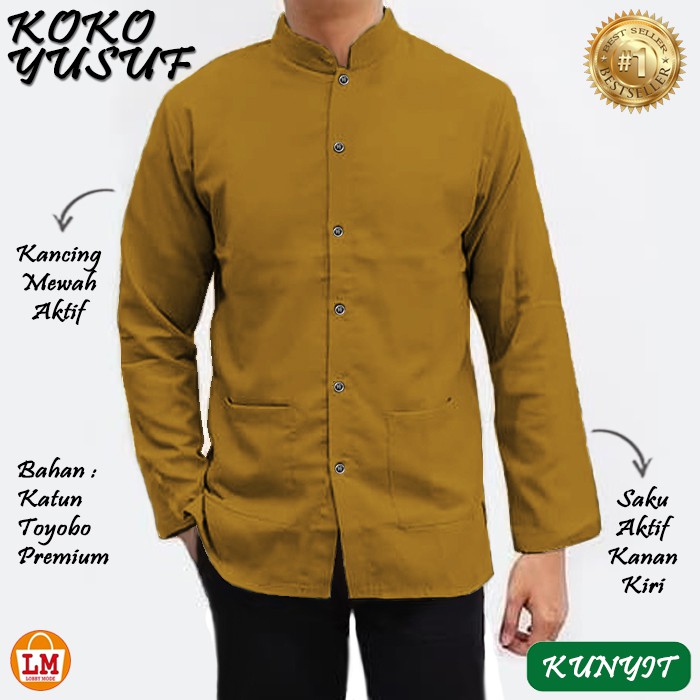 TERMURAH TERLARIS Baju Muslim Pria KOKO YUSUF KATUN Lengan Panjang TERBARU LMS 25749-25755