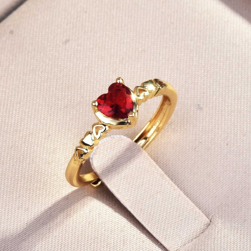 Fashion New Fresh Love Heart-Shaped Red Diamond Ring