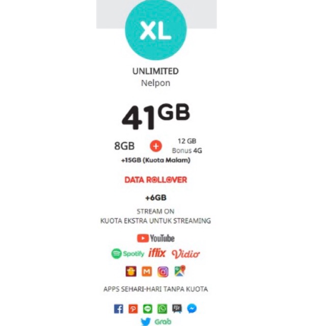 Kuota im3 Ooredoo Paket internet Freedom Combo XL 41GB