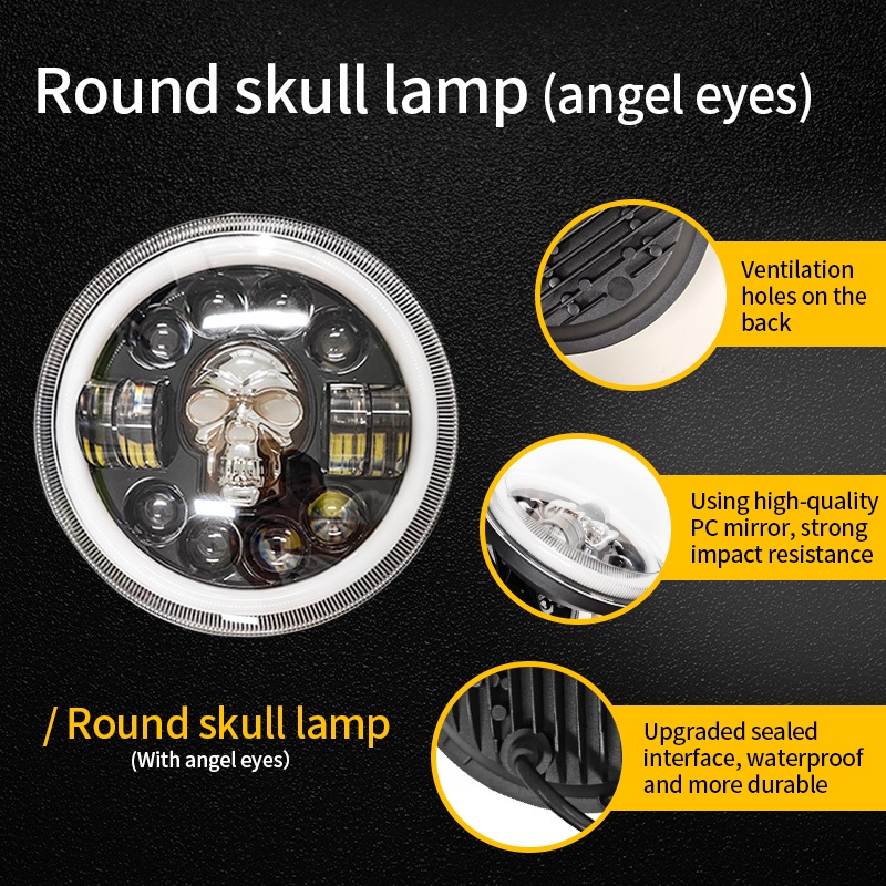 Lampu Depan LED 7 &quot;4 Warna DRL angel face 70W Untuk Motor