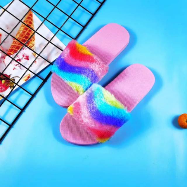 Sandal slip on blu sandal selop