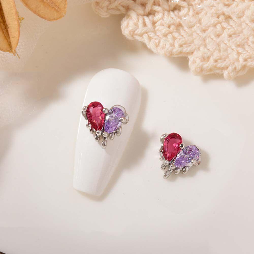 Mxbeauty Jantung Kuku Berlian Imitasi Mewah DIY Jantung Nail Drills Hiasan Kuku Duawarna Zirkon Nail Art Dekorasi
