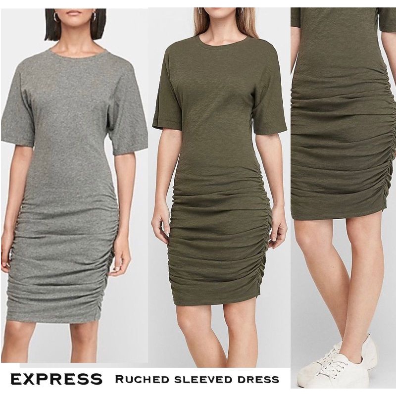 Exp** ruched sleeved dress / sisa export