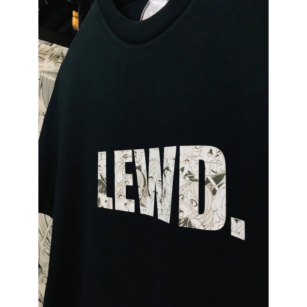Kaos Ahegao LEWD Black Anime Manga Kawaii Premium Unisex Tshirt Wibu Otaku