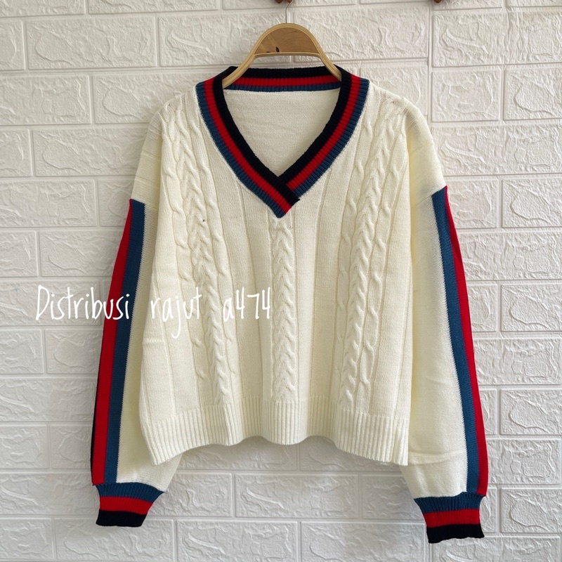 LUNA KNITS SWEATER  RAJUT CROP TOP MOTIF CABLE