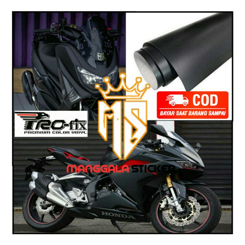 Stiker skotlet motor hitam dof stiker black matte stiker hitam glosi