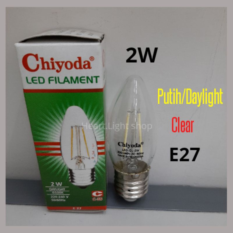 LAMPU LED FILAMENT 2W PUTIH DAYLIGHT CLEAR E27 LAMPU LOMBOK LED 2W PUTIH CHIYODA C-35