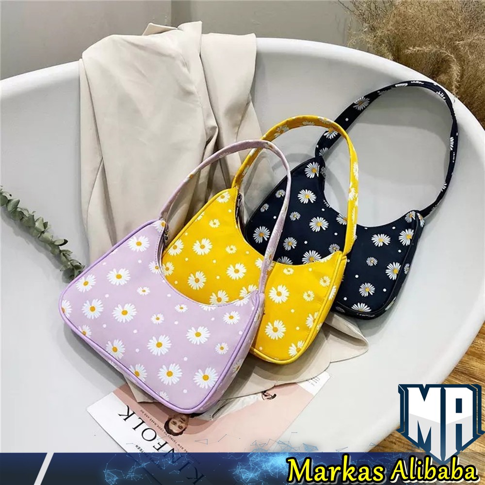 SHOULDER BAG / TAS WANITA MOTIIF BUNGA DAISY / TAS BAHU FASHION DAISY