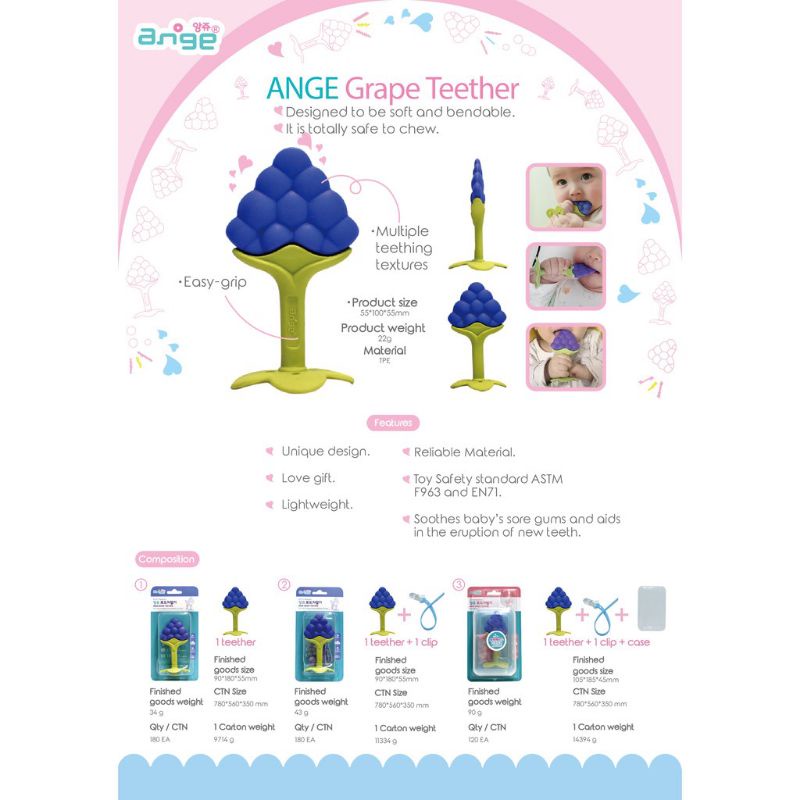 ANGE GRAPE THEETER FLAVOR AG 112446 / Gigitan bayi bentuk anggur