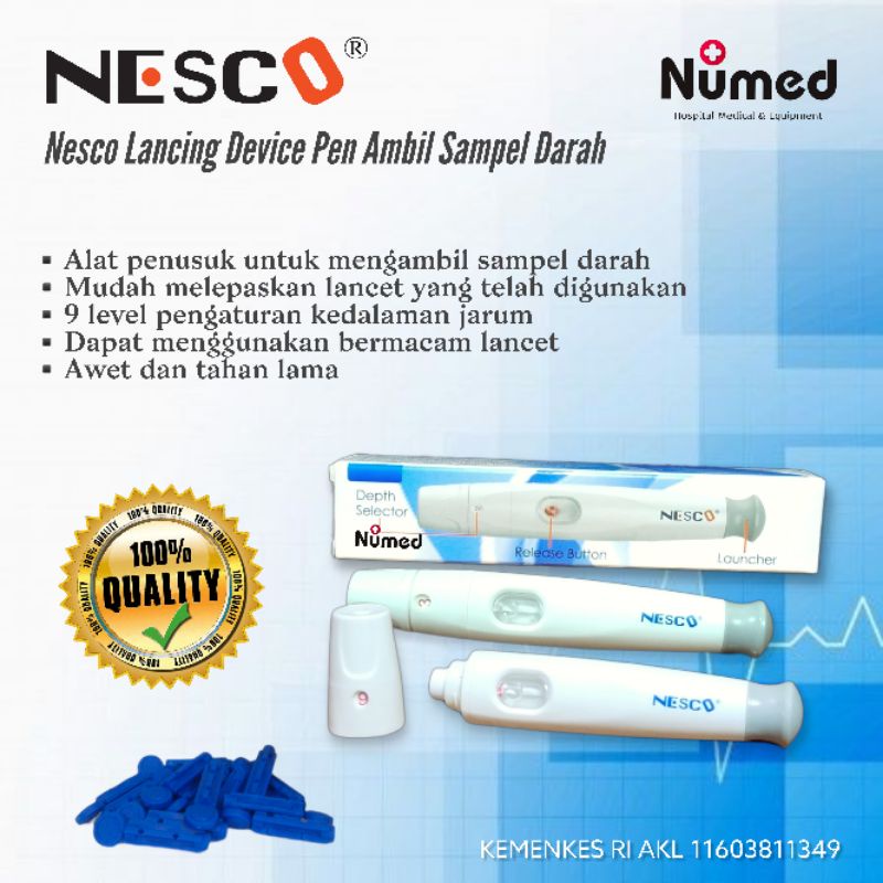 Lancing Device Pen Lancet Original Nesco Alat Tembak Sample Cek Gula Darah dan Pena Bekam