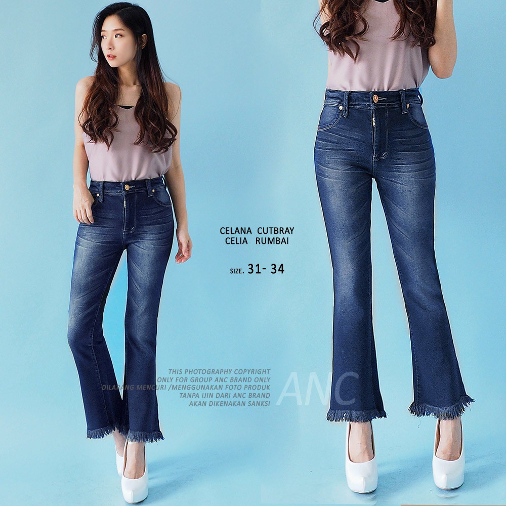  Celana  Jeans Jumbo Wanita Terkini Celana  Cutbray  Celia 