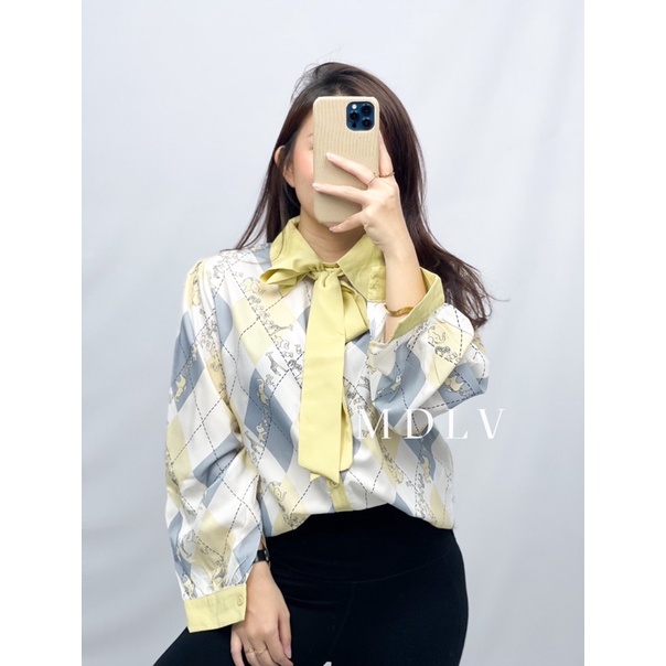 MDLV 6843 MELVILLE TIENECK SHIRT KEMEJA KOREA KEMEJA WANITA KEMEJA PREMIUM BEST SELER FASHION IMPORT