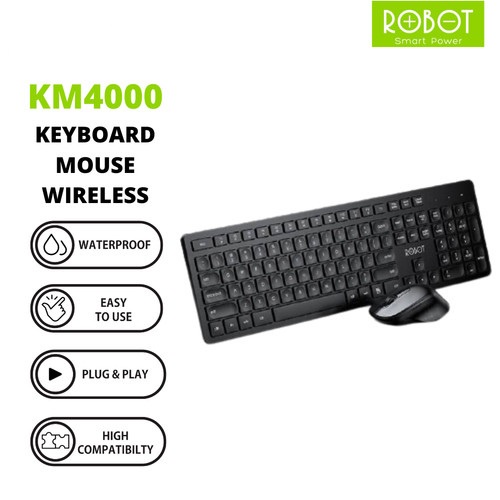 Robot KM4000 Silent Keyboard &amp; Optical Mouse Combo Receiver USB for PC