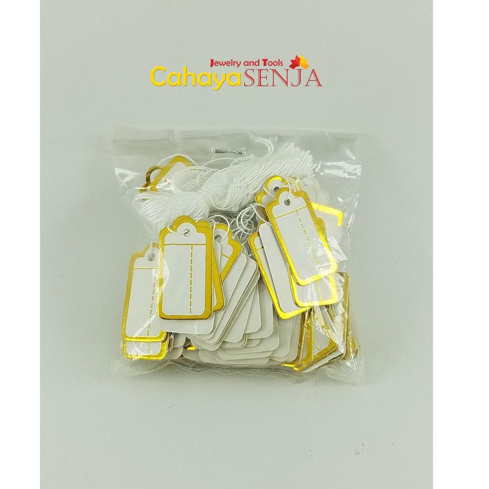 Produsen Teerlaris Price Tag / Label Harga / Label Perhiasan Putih List Gold Isi 100 Pcs ZnK58EYcAdbB8X
