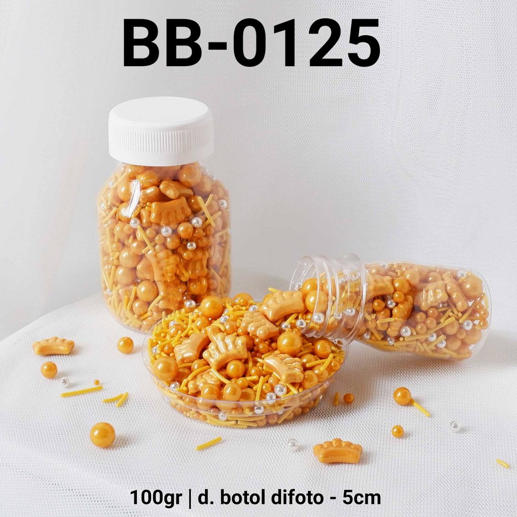 

BB-0125 Sprinkles sprinkle sprinkel 100gr 100 gram mahkota mix emas yamama baking grosir murah sprinkles cake dekorasi mutiara trimit decoration story sprinklestory sprinklesstory sprinkle story yamama baking