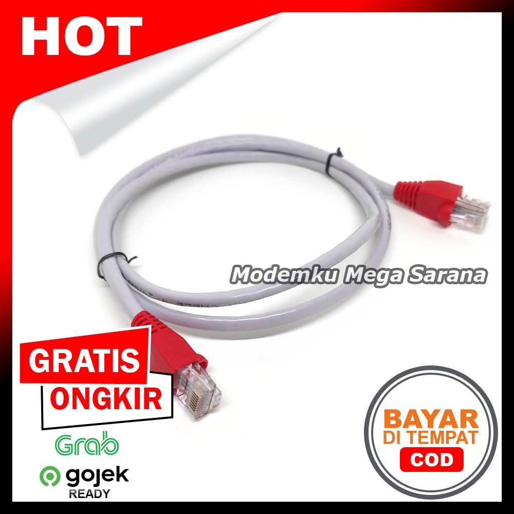 1 Meter - Kabel LAN UTP CAT5E Spectra &amp; RJ45 Straight - Tinggal Pakai