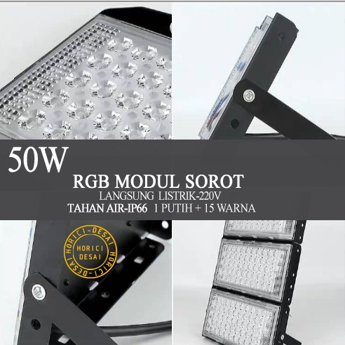 Merek Horici Full 50 Watt RGB Lampu Sorot Lampu Hias / Tembak Led Slim 50 Watt / Led Floodlight 50 Watt AC 220V Kap Sorot / Lampu Modul Sorot