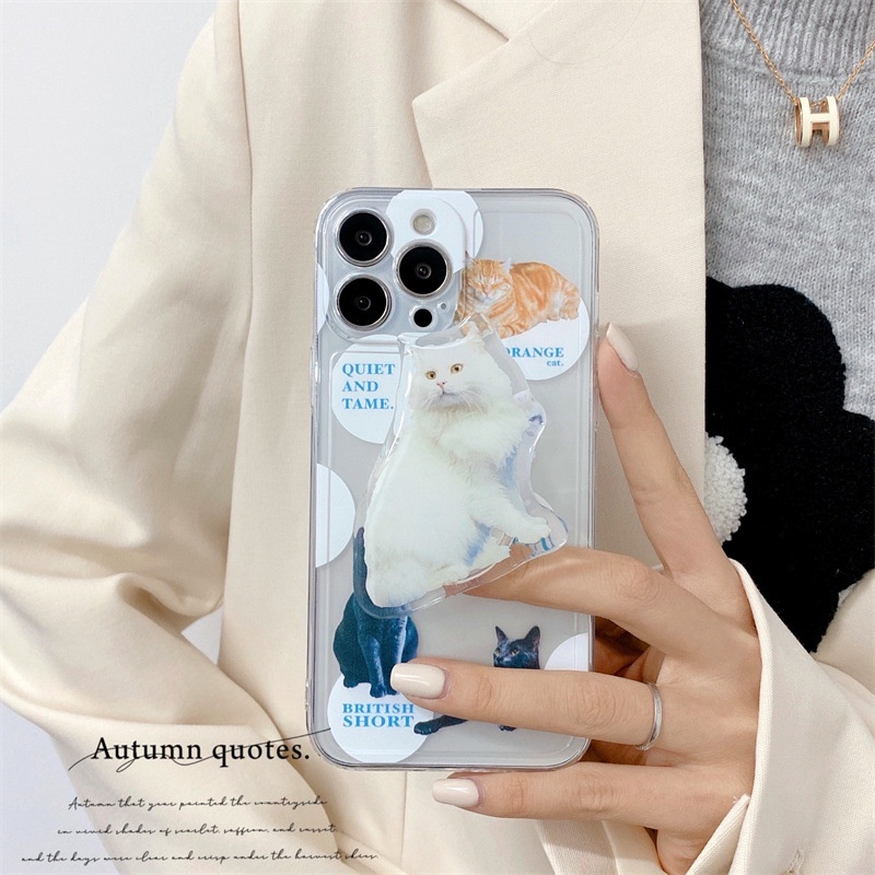 Soft Case Pelindung Bahan TPU Motif Hewan Kucing Untuk Iphone 7 8 PLUS X XR XS 11 12 13 MINI PRO MAX SE 2020