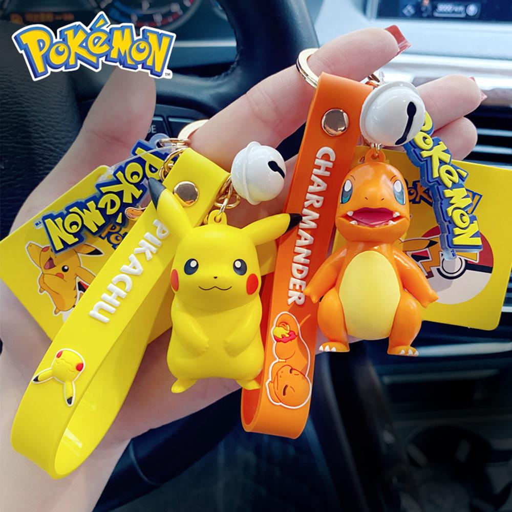 Gantungan Kunci Mobil Liontin Action Figure Anime Pikachu Psyduck Squirtle