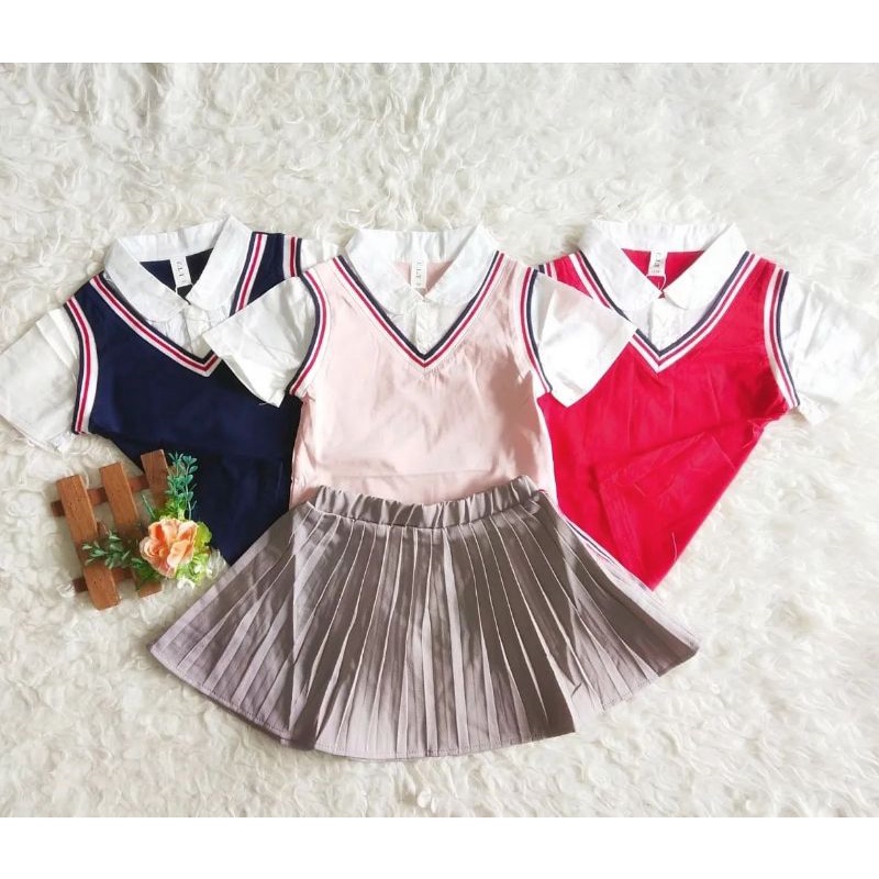 stelan rok mini bayi cewek stelan rok mini anak perempuan stelan rok import anak cewek