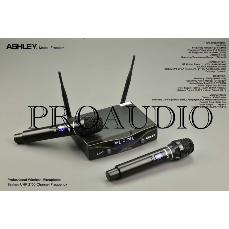 Mic wirelees ashley freedom original Ashley original garansi 1 tahun