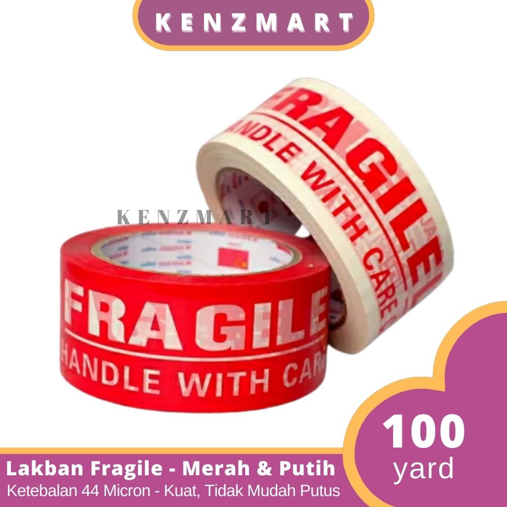 LAKBAN FRAGILE 100 YARD MERAH / PUTIH KUAT TIDAK MUDAH PUTUS