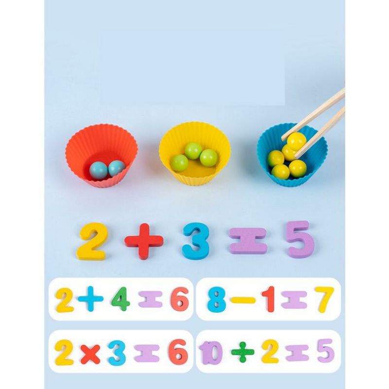 Mainan montessori beads sumpit, Number Cognitive Operation Bead Mathing Game