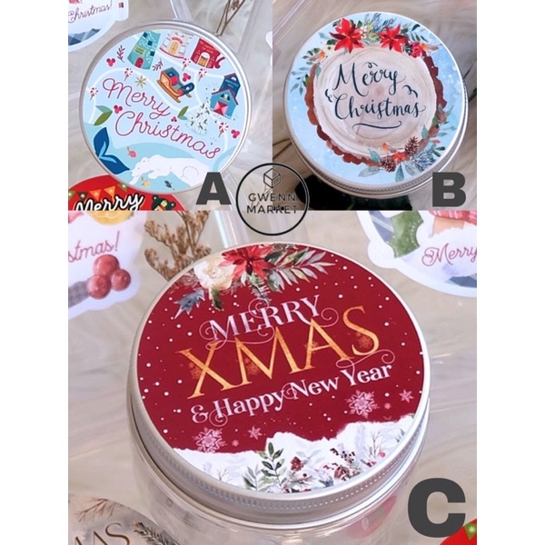 

Christmas sticker natal per5 pcs stiker bulat natal stiker lidah stiker toples