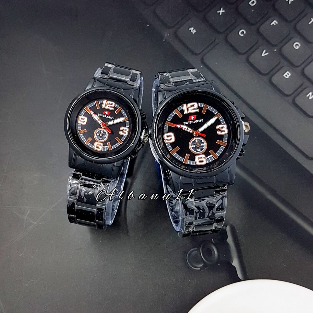 GROSIR JAM TANGAN COUPLE RANTAI HITAM / JAM TANGAN PASANGAN RANTAI HITAM