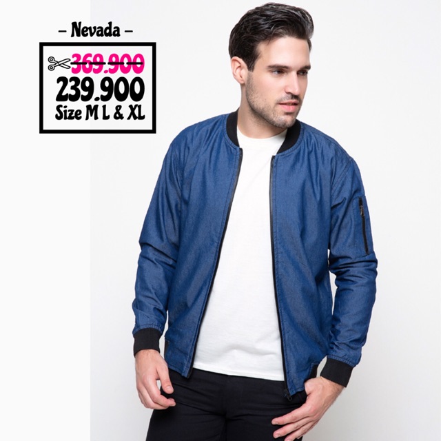 Jaket Pria Nevada Denim Bomber - Classic Blue
