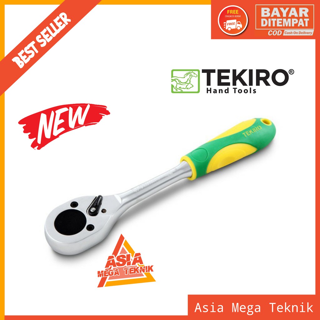 RATCHET HANDLE TEKIRO 1/2 x 10 PEGANGAN GAGANG KARET TPR KUNING HIJAU 1/2X10 SOK SOCK SOCKET L SET