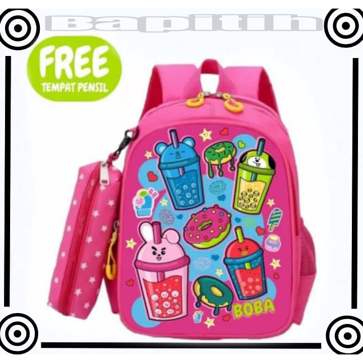 BPT/ - Tas Ransel Anak Perempuan Karakter BOBA - RANSEL BOBA DONAT - RANSEL BOBBA - TAS BOBA ANAK CEWE - School Bag Tas Sekolah Anak - Tas Anak Sekolah Tas Anak Kecil Tas Anak SD Tas Anak TK Promo Diskon Termurah Terlaris Terbaru Best Seller