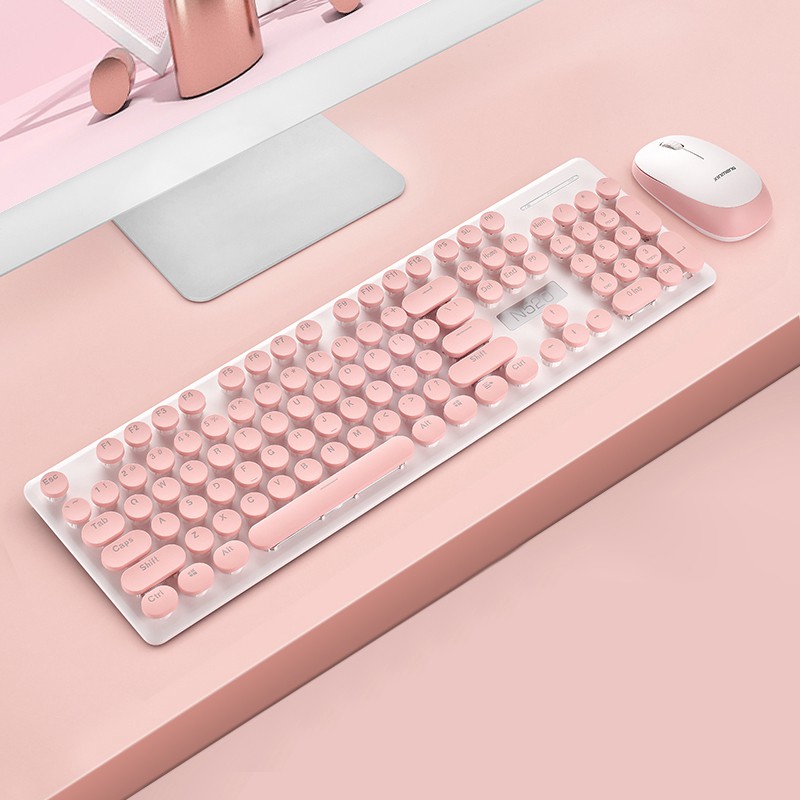 Set Mouse Dan Keyboard Wireless Bluetooth Warna Pink Gaya