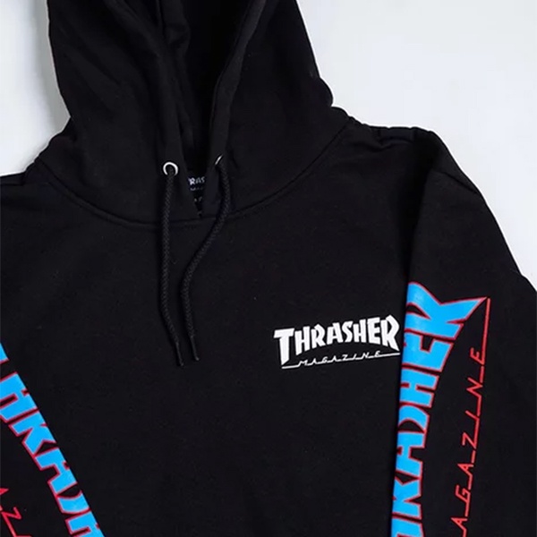 Thrasherrr Japan Flame Hooded Black Blue