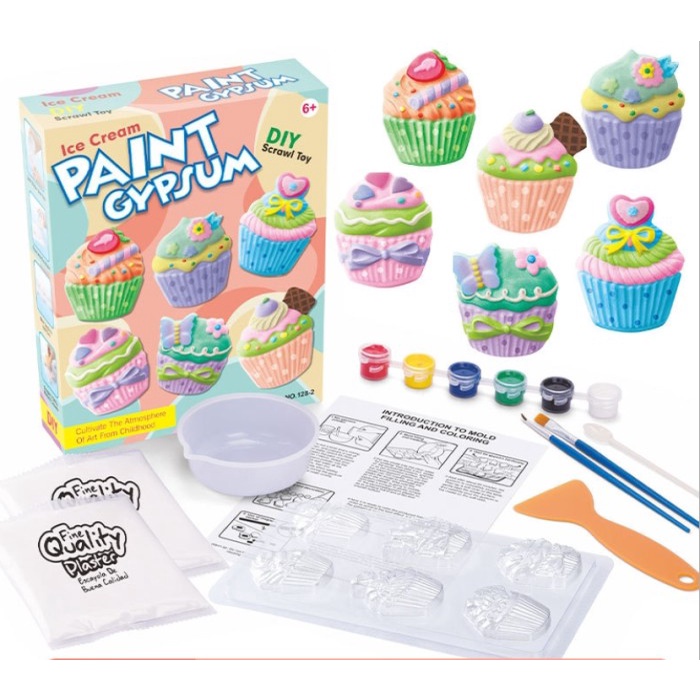 

Mainan DIY Prakarya Stone Painting Mewarnai Melukis 3D Paint Gypsum - Cupcake