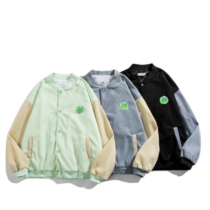 Zuma Varsity Jaket / Jacket Baseball Gambar Kodok Motif Bordir