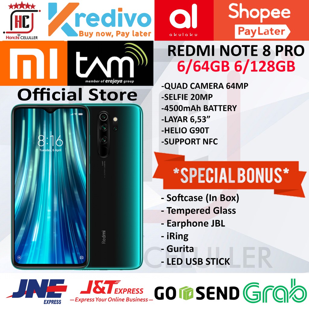 XIAOMI REDMI NOTE 8 PRO 6/64GB 6/128GB GARANSI RESMI TAM ORIGINAL BONUS