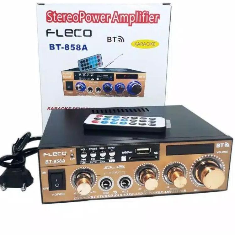 {MURMER} ✅COD POWER AMPLIFIER WIRELESS KARAOKE FLECO BT-858A / AMPLIFIER BLUETOOTH / AMPLIFIER KARAO