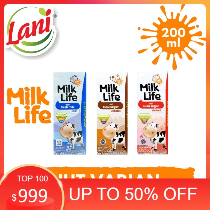 

Milk Life Susu UHT Plain / Chocolate / Strawberry 200ml Susu Sapi