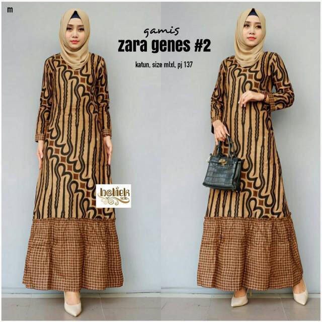 Gamis Genes Sogan Batik Modern Muslim Maxi Pesta Kondangan Seragaman Gamis Batik