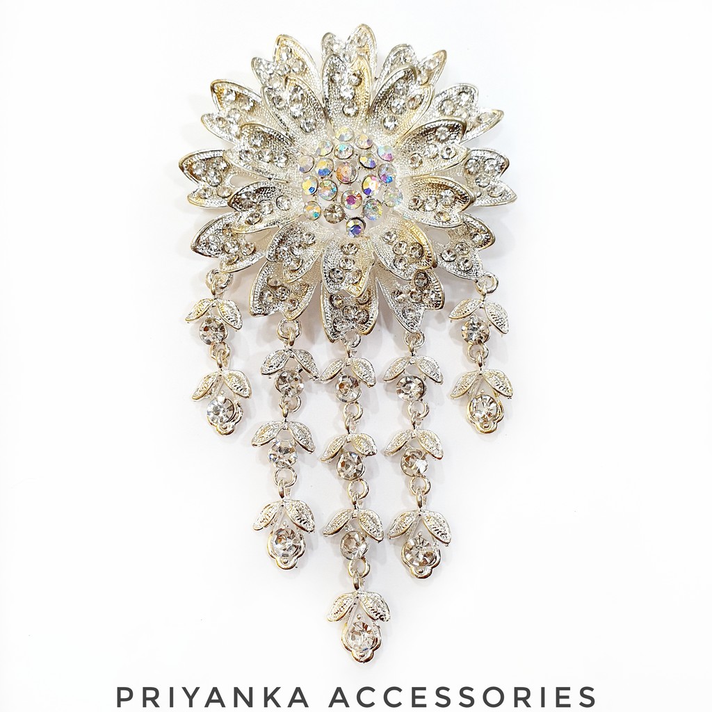 Bros Kebaya Flowie Satuan/Aksesoris kebaya modern / Bros kebaya modern kekinian-Putih