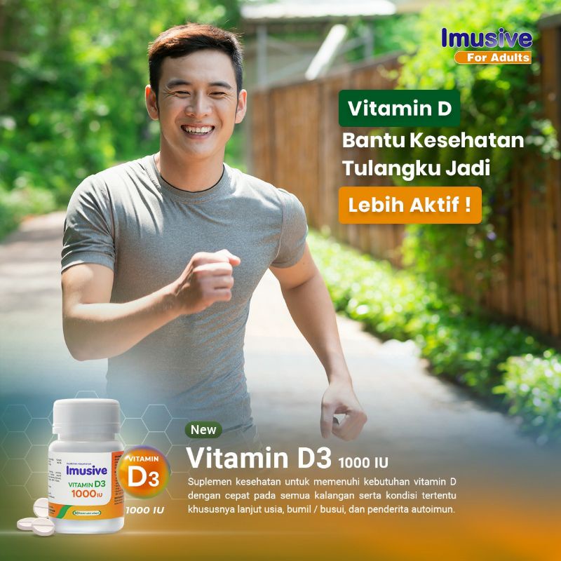 Imusive Vitamin D3 1000IU - 60 tablet -  Vitamin D3 /Vitamin Tulang Otot Sendi/Kalsium